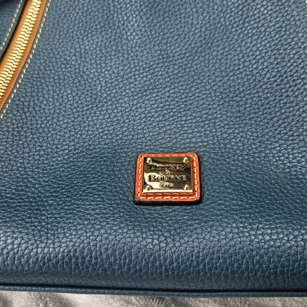 Dooney & Bourke Marine Blue Pebbled Leather Cooper Hobo Bag Leather&Gold Accents - Picture 12 of 14